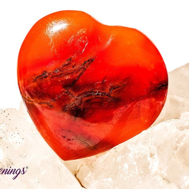 Banded Carnelian Puffy Hearts - Medium