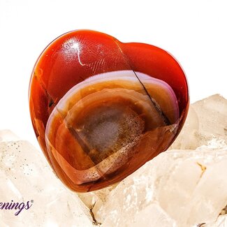 Banded Carnelian Puffy Heart - Medium