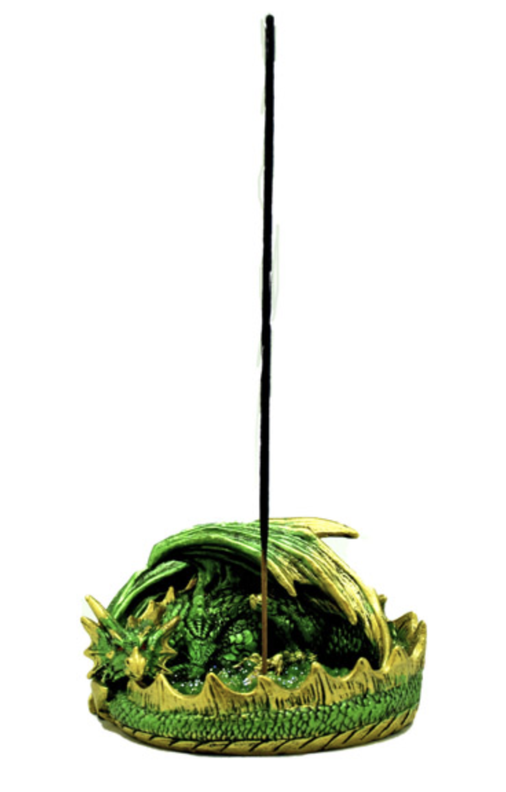Incense Stick Burner HolderGreen & Gold Dragon