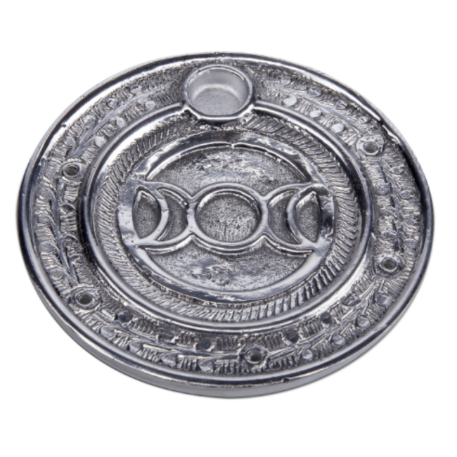 Incense Stick & Cone Burner Holder-Triple Moon Silver Plate