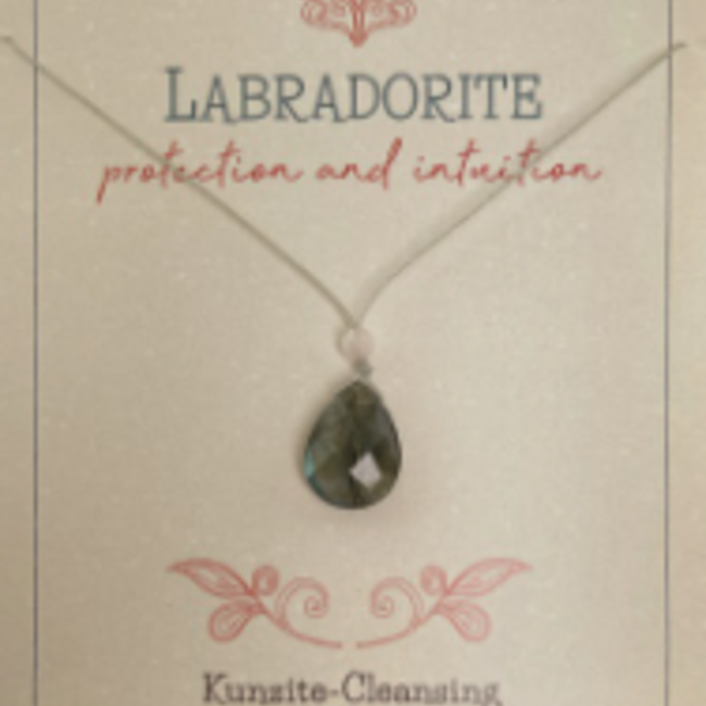 Labradorite Necklace - Protection Faceted Stone Drop - Silver Sparrow