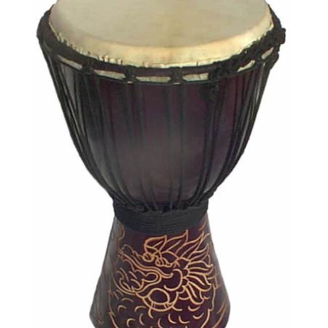 Black Carved Djembe Drum- 8.5" Diameter