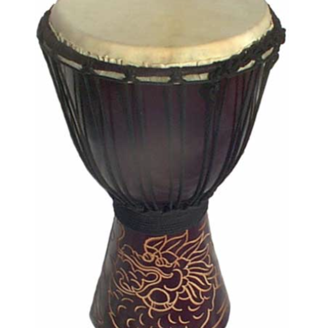 Brown Black Carved Djembe Drum - 8.5" Diameter Percussion Insturment Dragon African