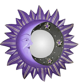 Mirror-Purple Sun & Moon Star 8" Hang Wall Decor