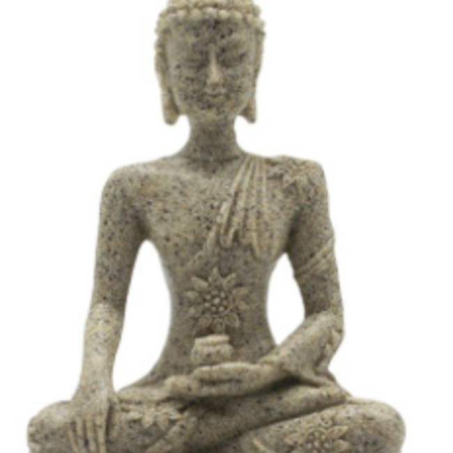 Statue Offering Buddha White Sandstone Statuary - 4.5" Garden Indoor Outdoor