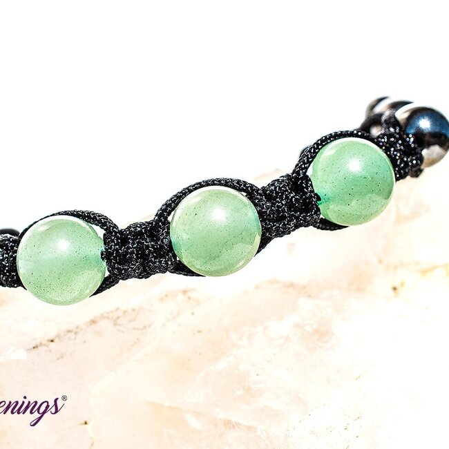 Green Aventurine & Hematite Bracelets - Shamballa Paracord Parachute - Adjustable