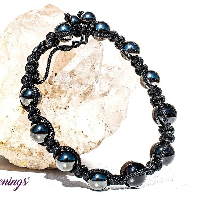 Black Onyx & Hematite Bracelets - Shamballa Paracord Parachute - Adjustable