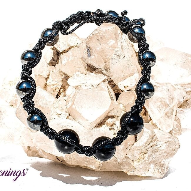 Black Onyx & Hematite Bracelets - Shamballa Paracord Parachute - Adjustable