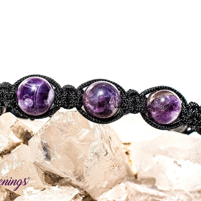Amethyst & Hematite Bracelets - Shamballa Paracord Parachute - Adjustable