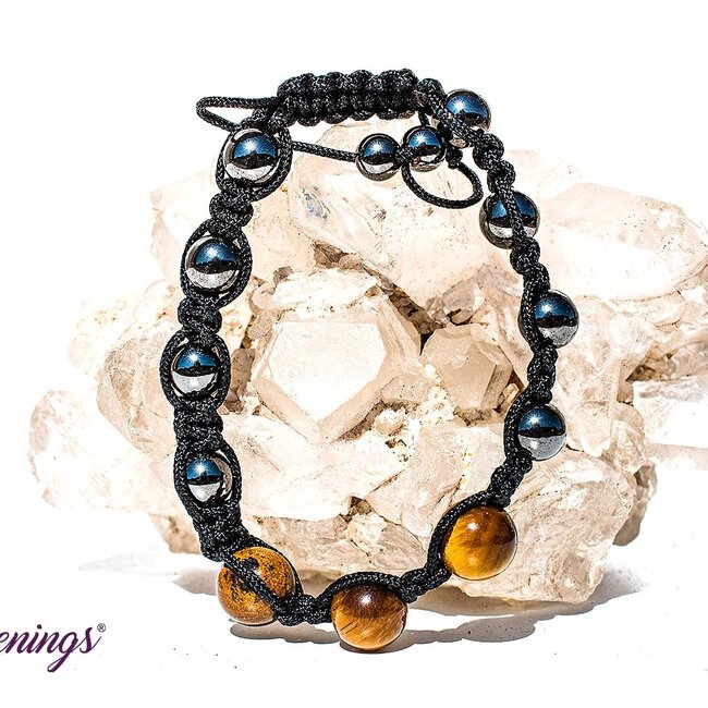 Gold Tigers Eye  & Hematite Bracelets - Shamballa Paracord Parachute - Adjustable