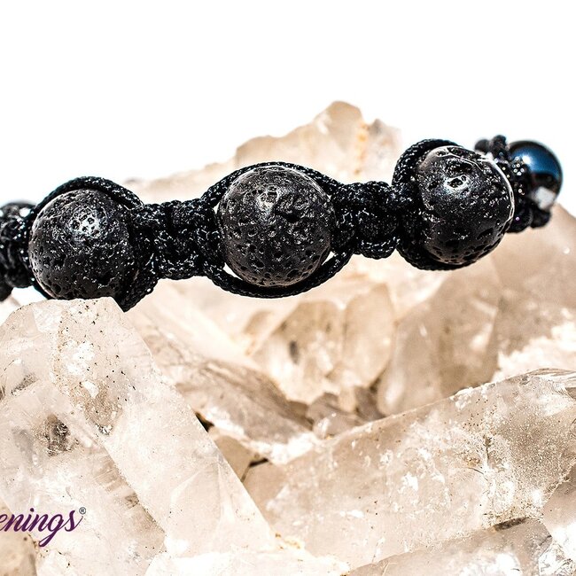 Lava Stone & Hematite Bracelets - Shamballa Paracord Parachute - Adjustable