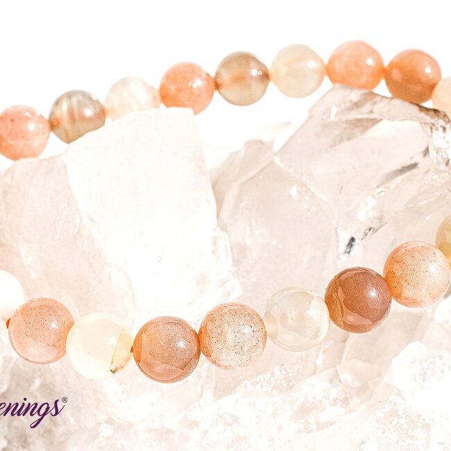 Multi Assorted Color Moonstone Bracelets - 8mm Peach Black White Cream