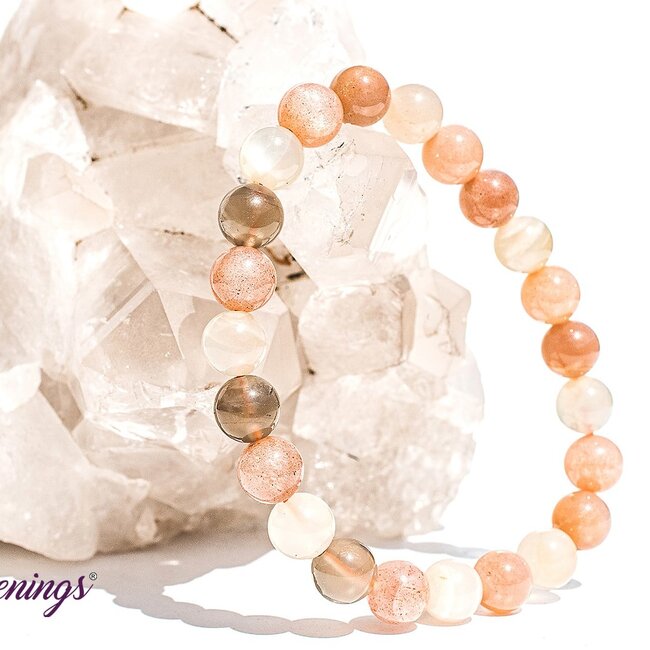 Multi Assorted Color Moonstone Bracelets - 8mm Peach Black White Cream