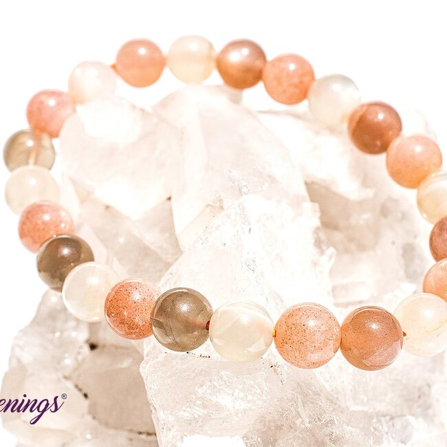 Multi Assorted Color Moonstone Bracelets - 8mm Peach Black White Cream