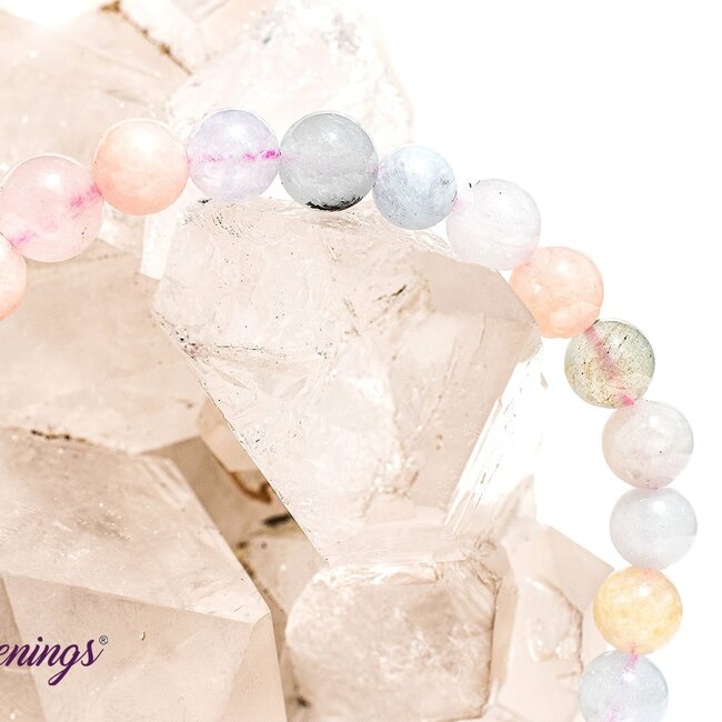 Mixed Pastel Morganite Bracelet - 6 - 8mm Multi Colored
