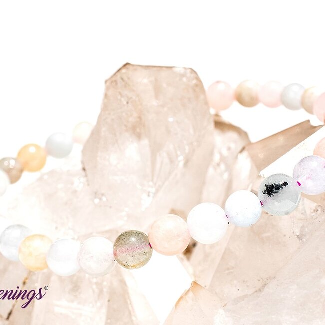 Mixed Pastel Morganite Bracelet - 6 - 8mm Multi Colored