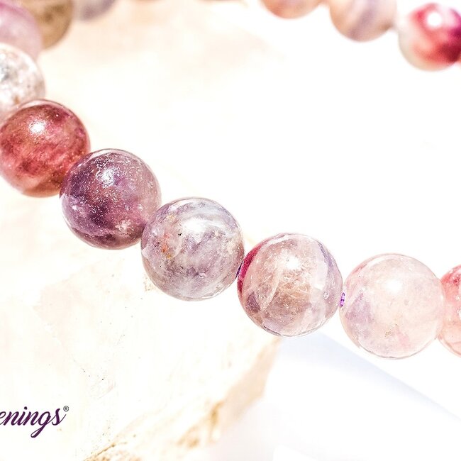 Pink Ruby Red (Rubellite) Tourmaline in Lepidolite (Unicorn Stone) Bracelets - 5 - 7mm