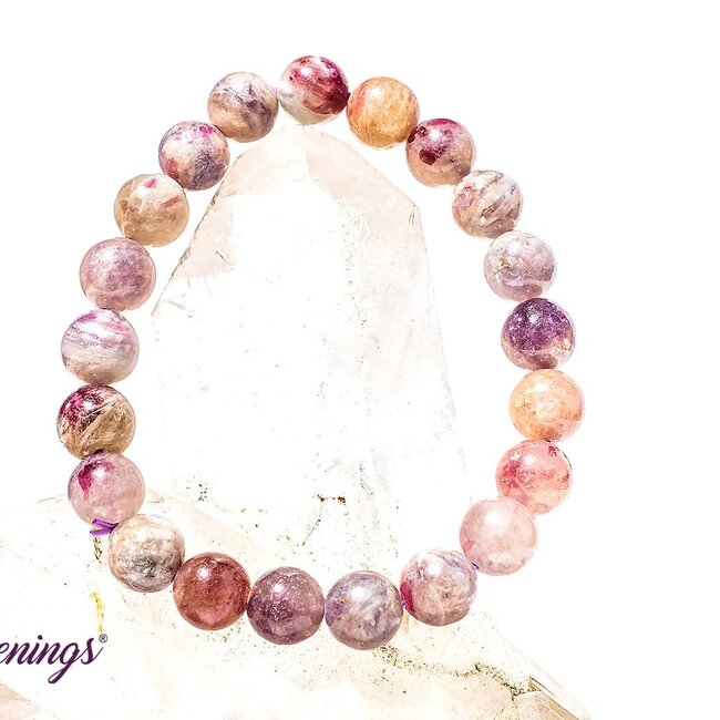 Pink Ruby Red (Rubellite) Tourmaline in Lepidolite (Unicorn Stone) Bracelets - 5 - 7mm