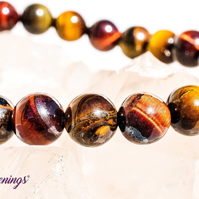 Tri Color Tiger Eye Bracelets (Gold, Red & Blue) - 8mm