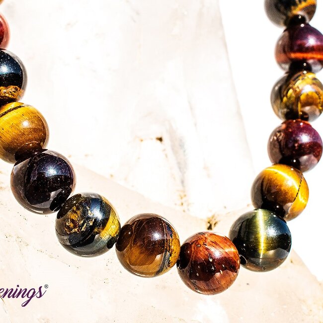 Tri Color Tiger Eye Bracelets (Gold, Red & Blue) - 8mm