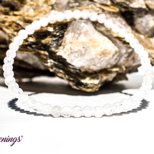 White (Rainbow) Moonstone Bracelets - 4mm Mini