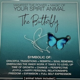 Butterfly Spirit Animal Pendant Charm with Info Card