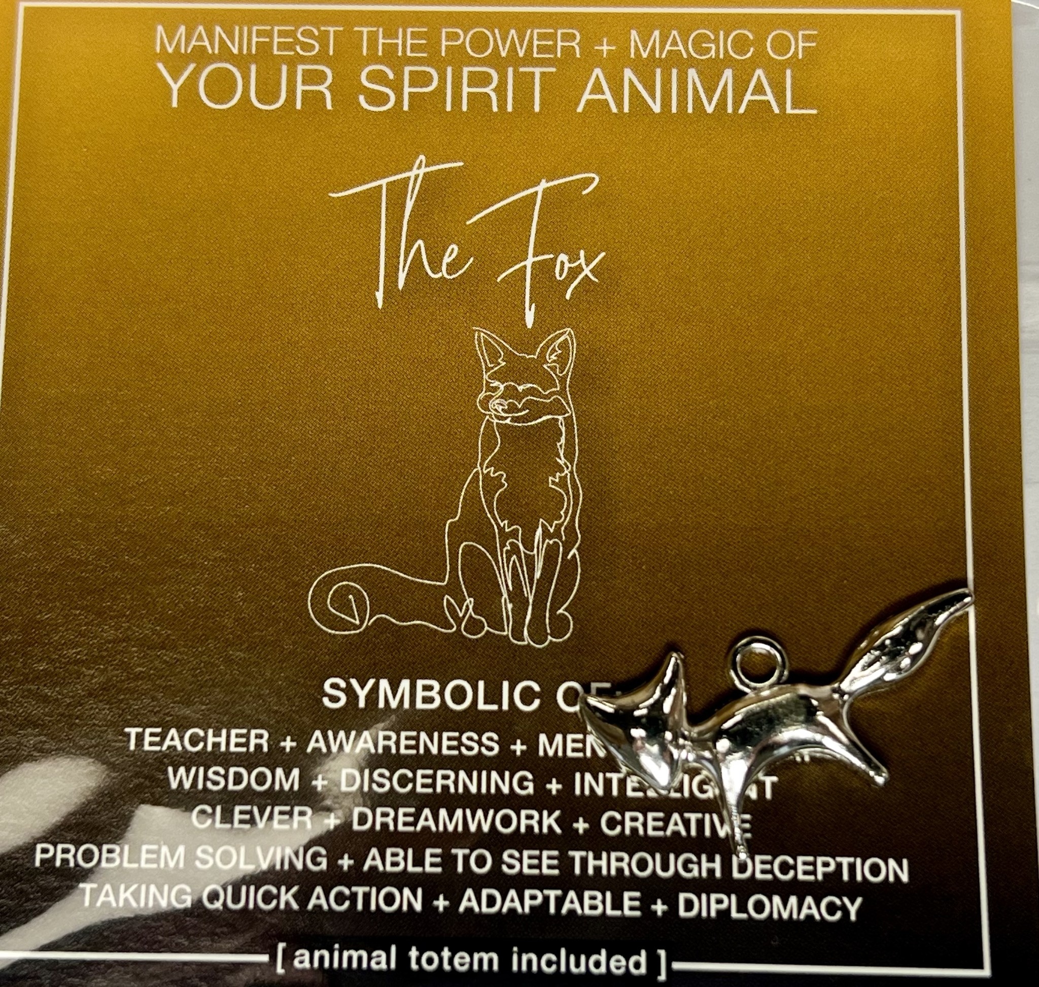 Fox Spirit Animal Pendant Charm with Info Card - Awakenings Fox Spirit Animal Pendant Charm with Info Card - Awakenings