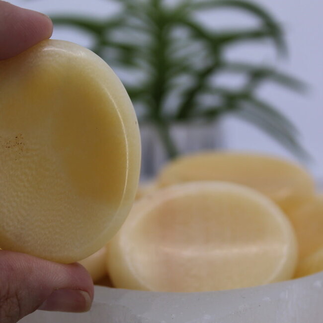 Orange Calcite Worry Stones - Large Oval