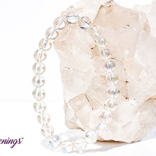 White Angel Aura Quartz Bracelets - 8mm Clear Mermaid