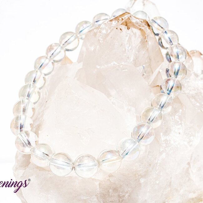White Angel Aura Quartz Bracelets - 8mm Clear Mermaid
