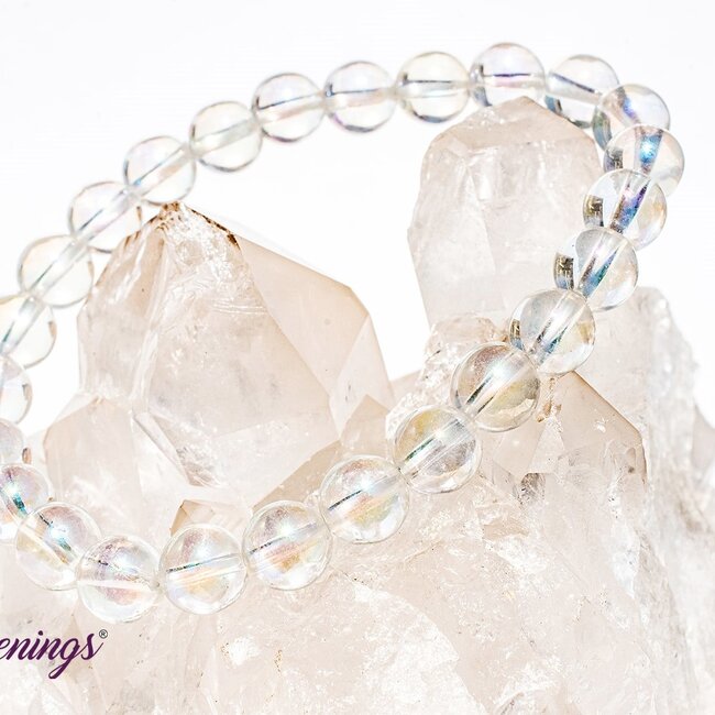 White Angel Aura Quartz Bracelets - 8mm Clear Mermaid