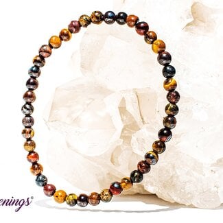 Tri Color Tiger Eye Bracelets (Gold, Red & Blue) - 4mm Mini Tri Color Tiger Eye Bracelets (Gold, Red & Blue) - 4mm Mini