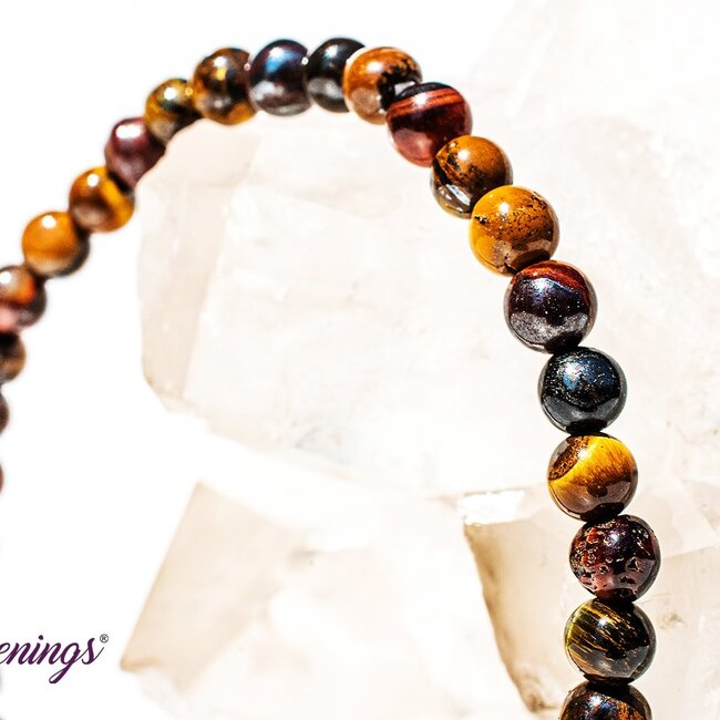 Tri Color Tiger Eye Bracelets (Gold, Red & Blue) - 4mm Mini