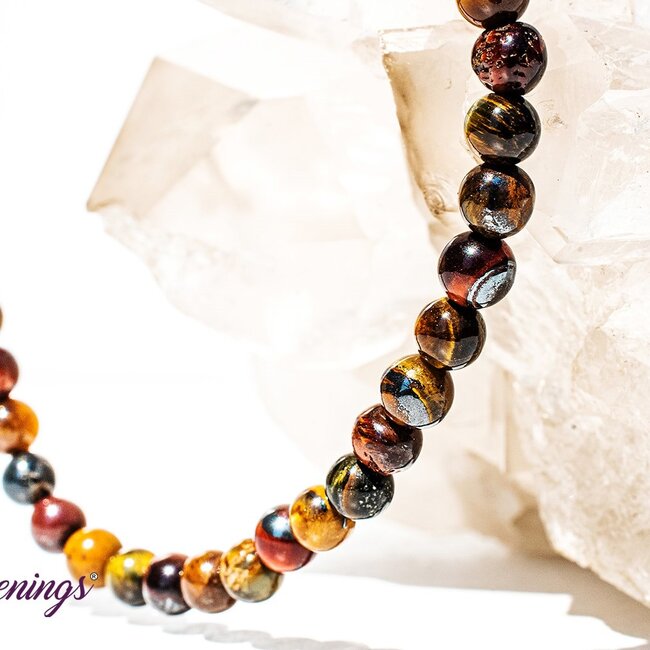 Tri Color Tiger Eye Bracelets (Gold, Red & Blue) - 4mm Mini