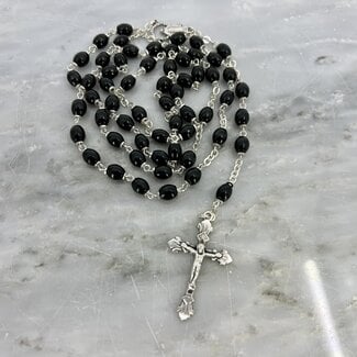 Black Beaded Wooden Rosary