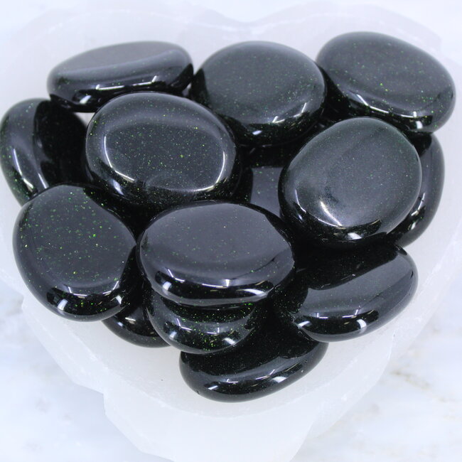 Green Sandstone (Goldstone) Sand Stone Palm Pillow Pocket Stone