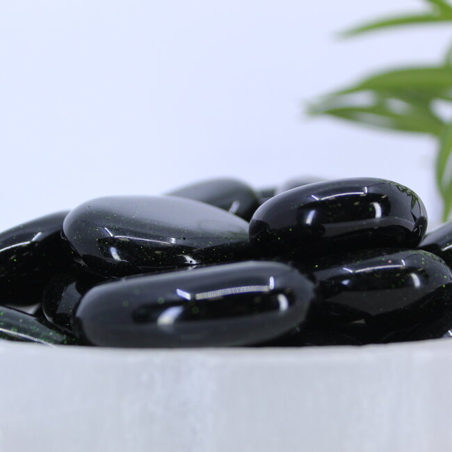 Green Sandstone (Goldstone) Sand Stone Palm Pillow Pocket Stone