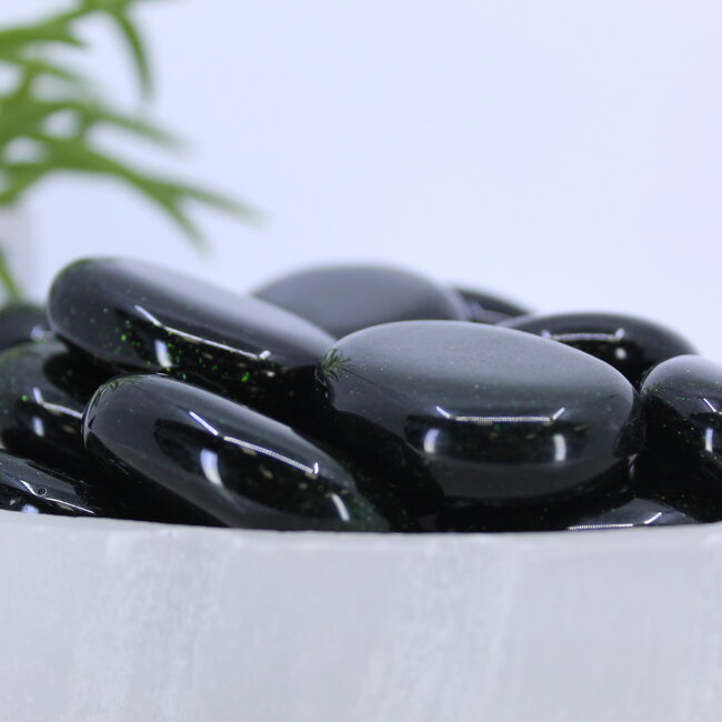 Green Sandstone (Goldstone) Sand Stone Palm Pillow Pocket Stone