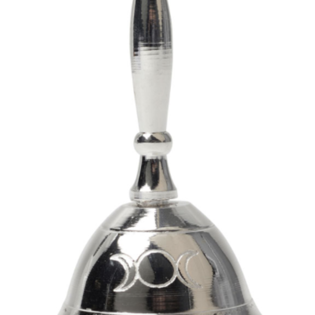 Silver Altar Bells Chimes - Triple Moon Goddess 3" - Hand Call Ritual Clearing Sacred