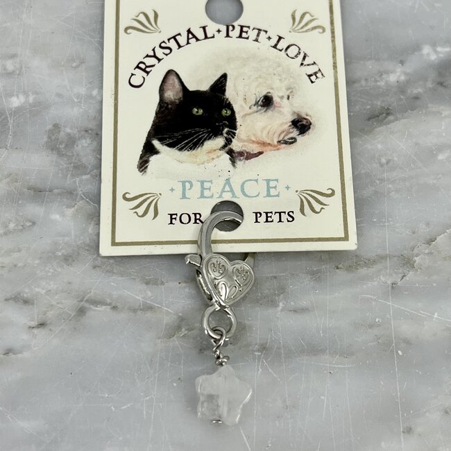 Pet Pendant (Star) Charm - Clear Quartz (Peace) Dog Cat Animal Collar