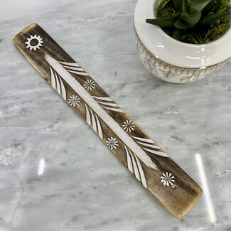 Sun Rustic Wood Sled- Incense Stick Burner