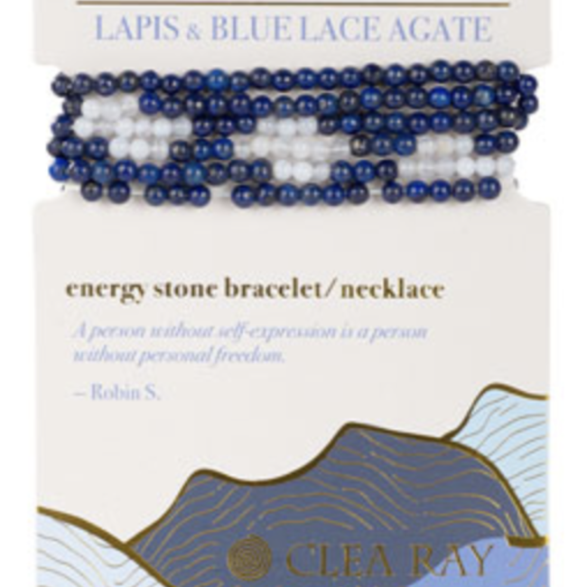 Lapis Lazuli & Blue Lace Agate ( Freedom & Self Expression) Wrap Bracelet/Necklace 4mm