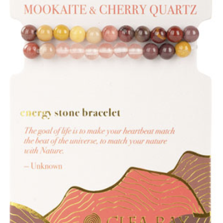 Mookaite (Mookite Mooakite Mook) Jasper Jasper & Cherry Quartz (Restore & Purify) Two Stone Bracelets - 4mm Mini