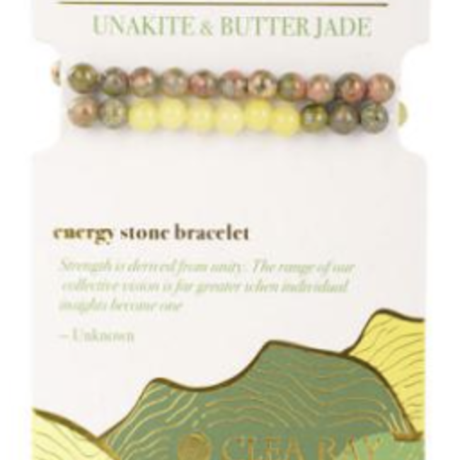 Unakite Jasper & Yellow Jade (Vision & Strength) Two Stone Bracelets - 4mm Mini