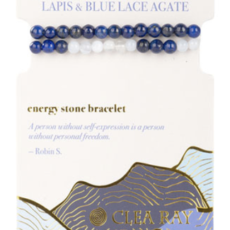 Lapis Lazuli & Blue Lace Agate (Freedom & Self Expression) Two Stone Bracelet-4mm