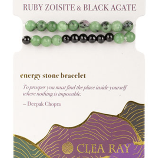 Ruby Zoisite & Black Agate (Self Discovery & Prosperity) Two Stone Bracelet-4mm