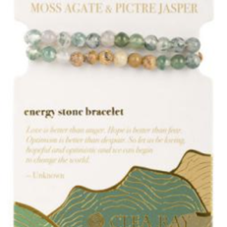 Moss Agate & Picture Jasper (Optimism & New Beginnings) Two Stone Bracelet-4mm