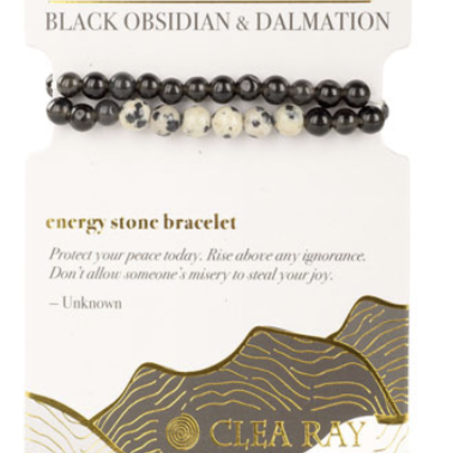 Black Obsidian & Dalmatian Jasper (Protection & Joy) Two Stone Bracelets - 4mm