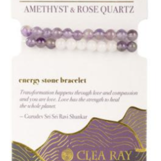 Rose Quartz & Amethyst (Love & Transformation) Two Stone Bracelet-4mm