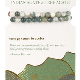 Indian Agate & Tree Agate (Inner Peace & Harmony) Two Stone Bracelet-4mm
